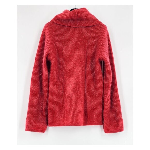 YVES SAINT LAURENT Vintage Red Metallic Rib Knit Turtleneck Sweater - Picture 8 of 10